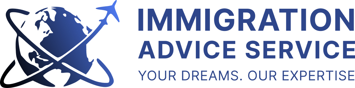 Immigration Advice Service Logo with Globe and Aircraft